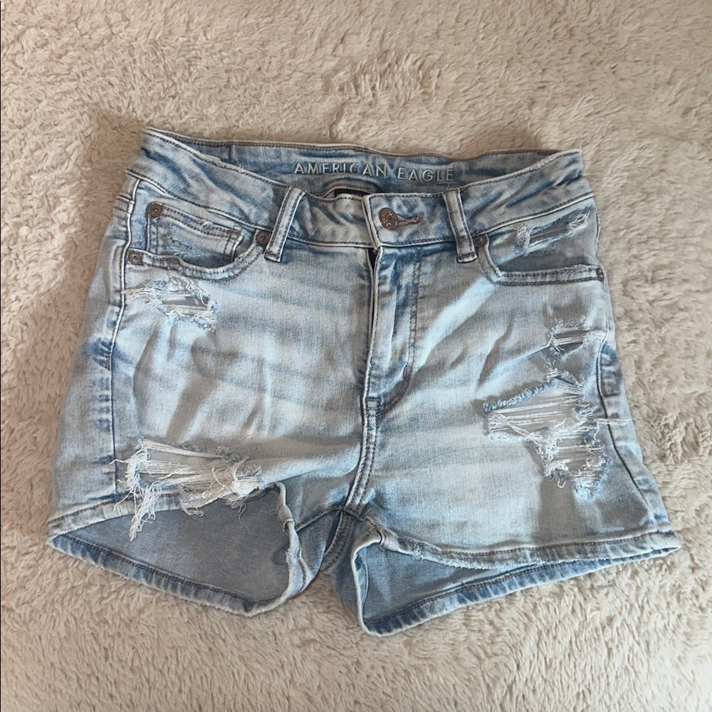 American Eagle Light Blue Denim Shorts Next Level Stretch